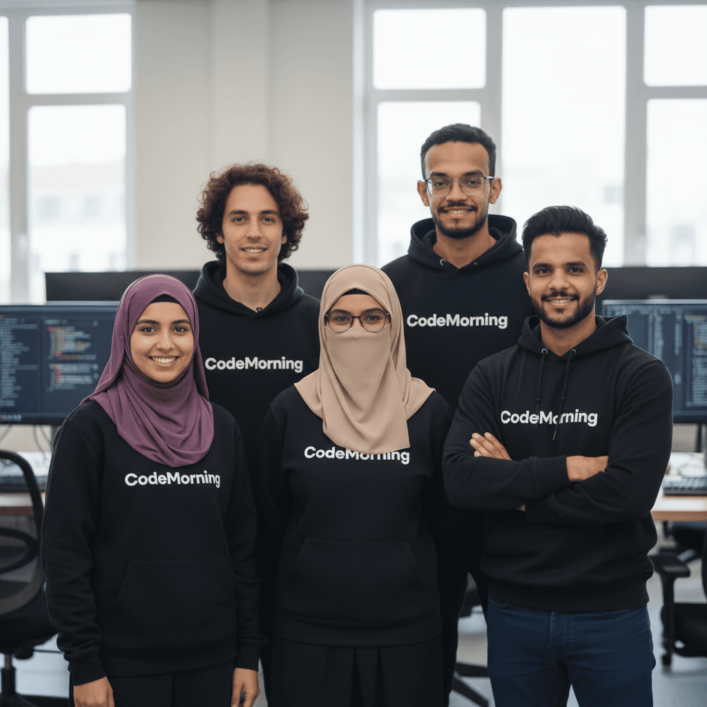 CodeMorning desks setup